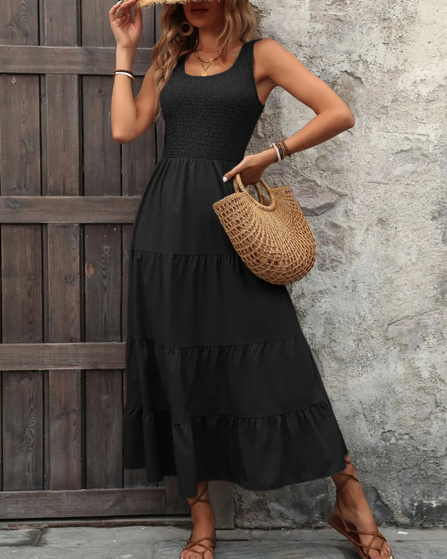 Ivy Lane Smocked Scoop Neck Sleeveless Tank Dress 