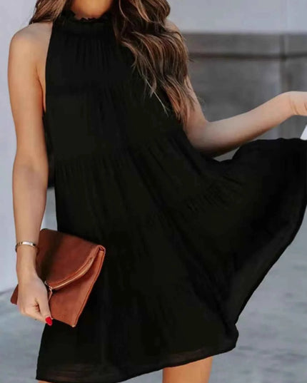Tiered Sleeveless Tie Back Mini Dress