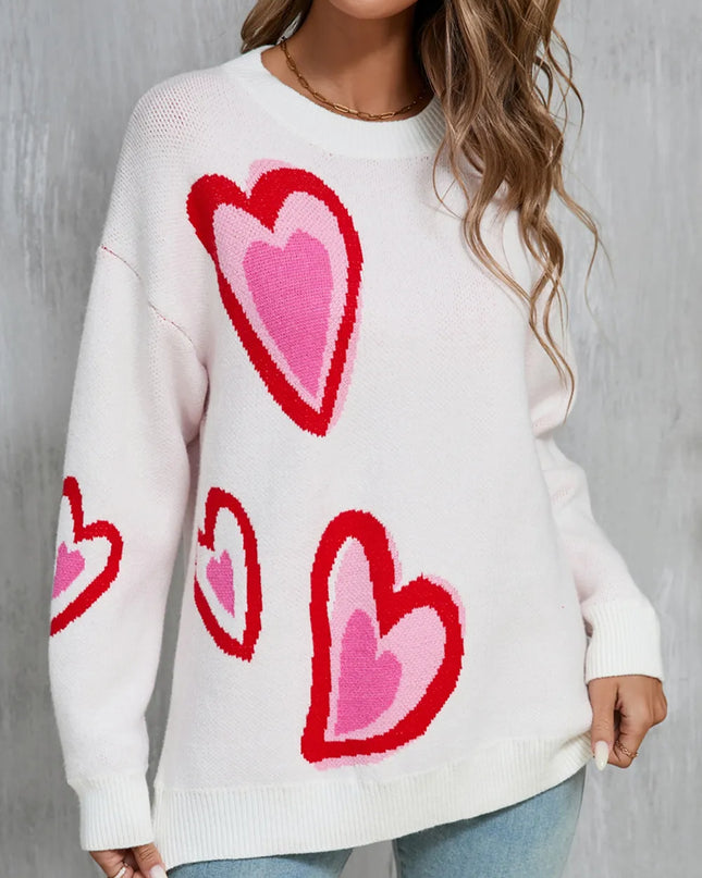 Angel Wings Heart Round Neck Long Sleeve Sweater