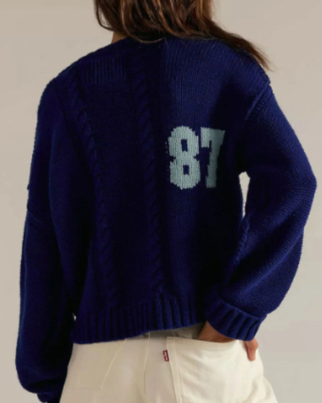 Number 81 Oversized Cable Knit Sweater