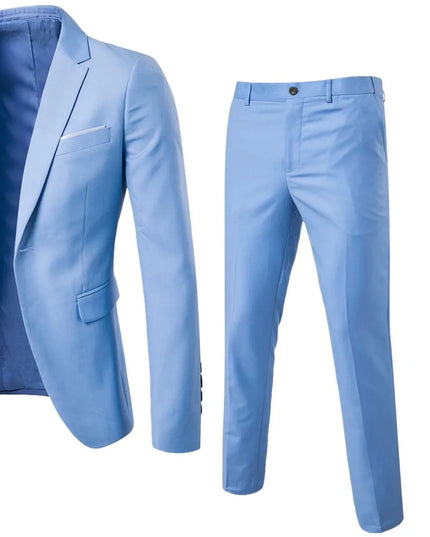 Men's Full Size Slim Fit One Button Top and Pants Two-Piece Blazer Set Plus Size