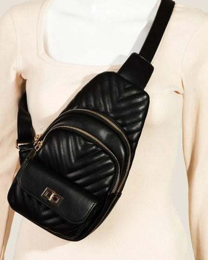 Fame Faux Leather Cushioned Sling Bag 