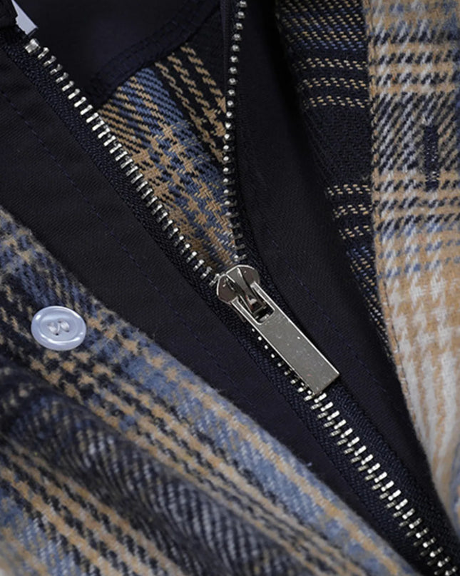 Men's Plaid Button Up Long Sleeve Jacket