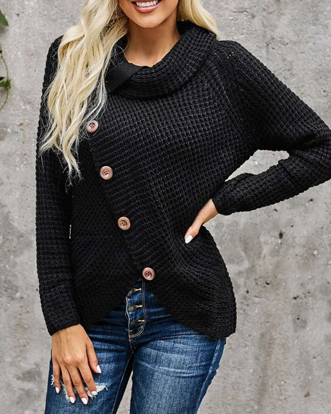 Full Size Texture Turtleneck Long Sleeve Sweater Plus Size