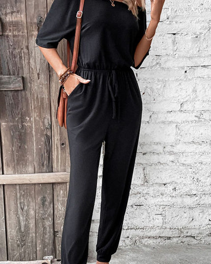 Perfee Off-Shoulder Jumpsuit with Pockets 