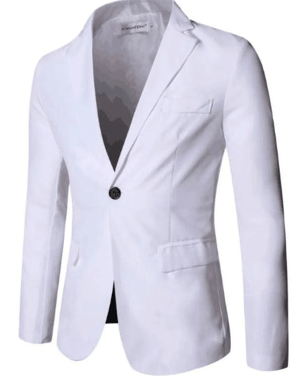 Men's Full Size Slim Fit One Button Top and Pants Two-Piece Blazer Set Plus Size White