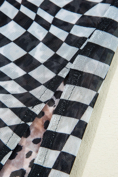 Checkered Round Neck Sleeveless Midi Dress 