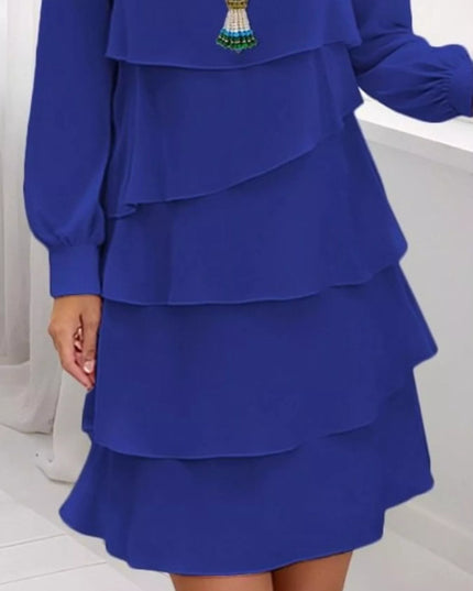 Full Size Layered Long Sleeve Mini Dress Plus Size