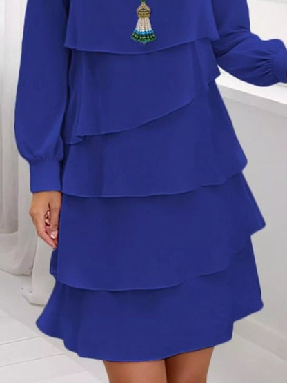 Full Size Layered Long Sleeve Mini Dress Plus Size