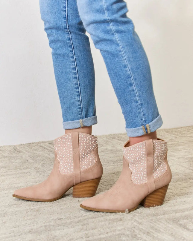 East Lion Corp Rhinestone Ankle Cowgirl Booties