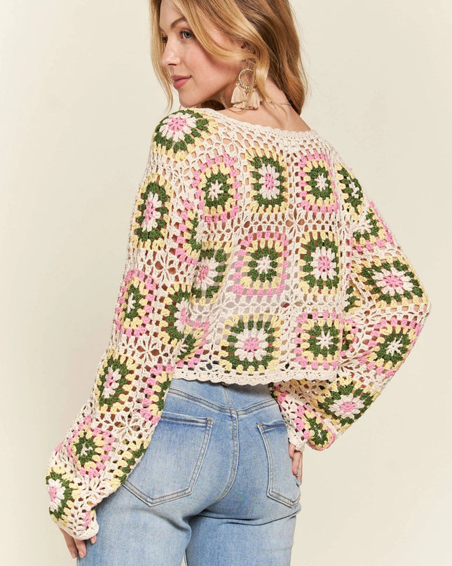 ADORA Multicolor Crochet Crop Top