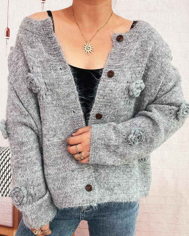 Flower Button-Up Cardigan