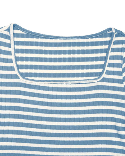 Striped Square Neck Long Sleeve Top and Pants Lounge Set