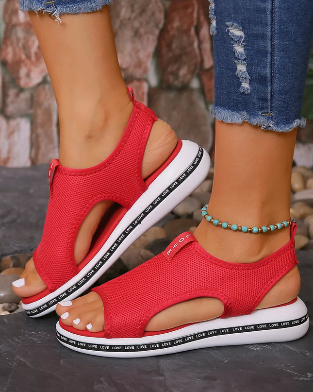 Mesh Open Toe Platform Sandals