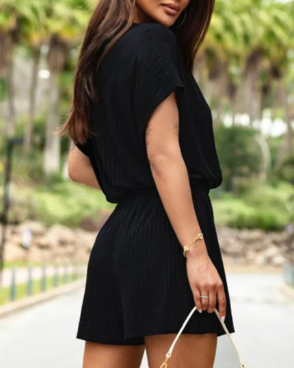 Surplice Short Sleeve Romper