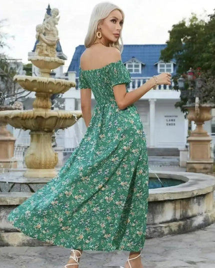 Full Size Slit Off-Shoulder Floral Midi Dress Plus Size