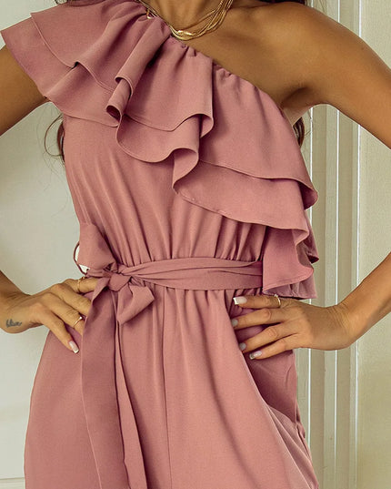 Ruffled Tied One-Shoulder Jumpsuit