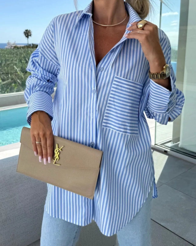 Striped Oversized Button-Down Shirt
