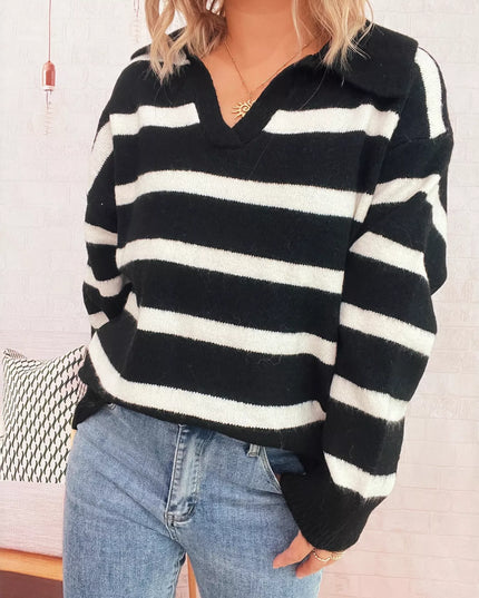 Striped Dropped Shoulder Sweater