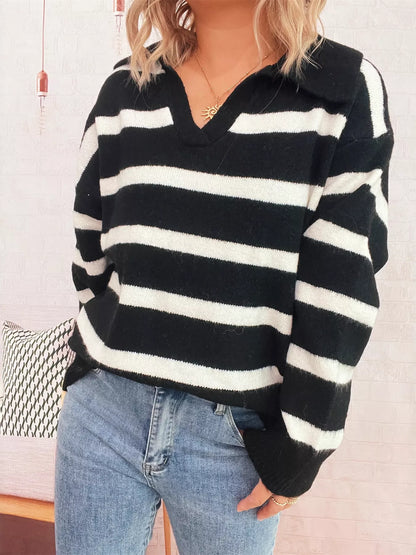 Striped Dropped Shoulder Sweater