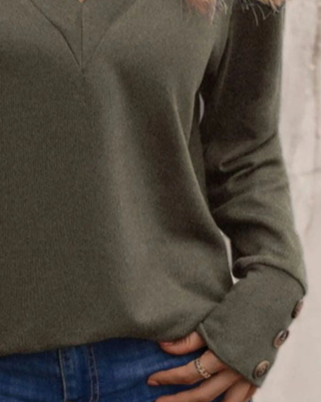 V-Neck Long Sleeve T-Shirt 