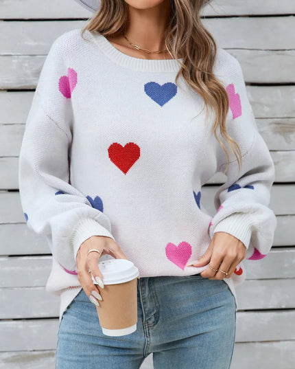 Angel Wings Heart Round Neck Long Sleeve Sweater