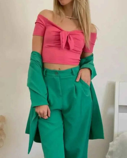 Off-Shoulder Bow-Tie Crop Top