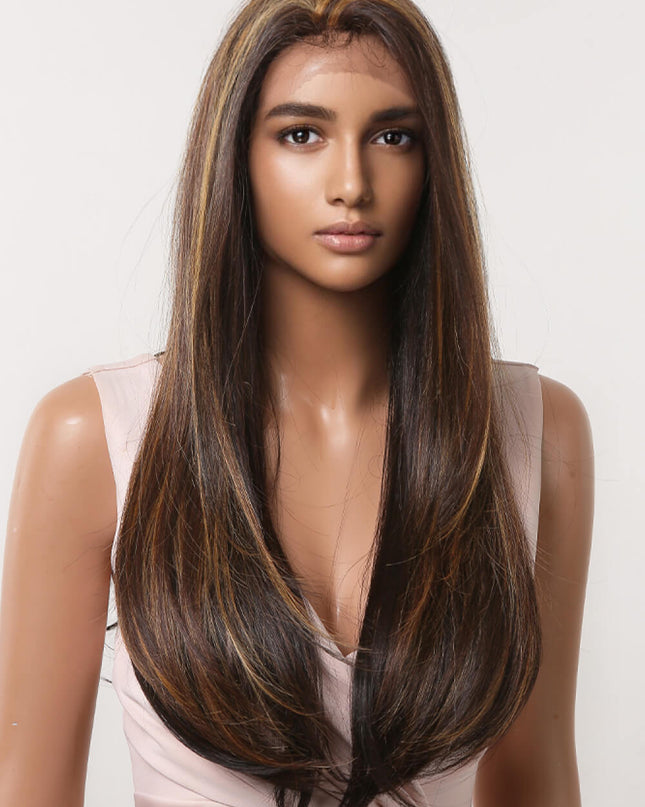 13*2" Lace Front Wigs Synthetic Long Straight 26" 150% Density 