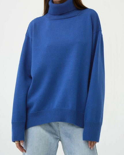 Turtle Neck Dropped Shoulder Sweater
