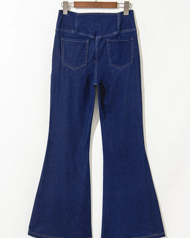 Asymmetric Waist Flare Jeans
