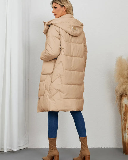 Long Sleeve Longline Hooded Winter Coat