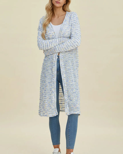 Double Take Full Size Open Front Longline Cardigan 