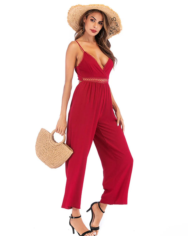 Spaghetti Strap Wide Leg Jumpsuit 