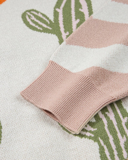 Desert Cactus Buttoned Front Sweater Cardigan