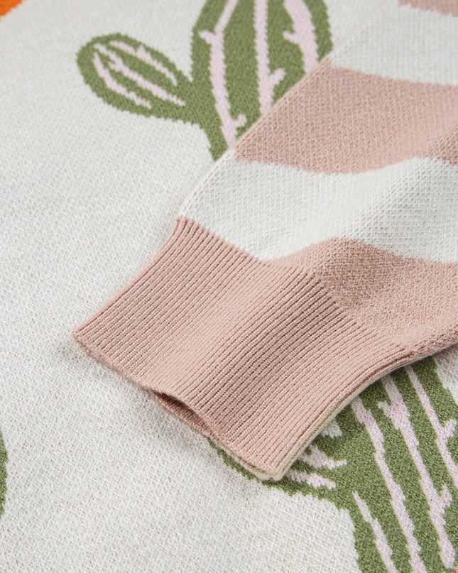 Desert Cactus Buttoned Front Sweater Cardigan