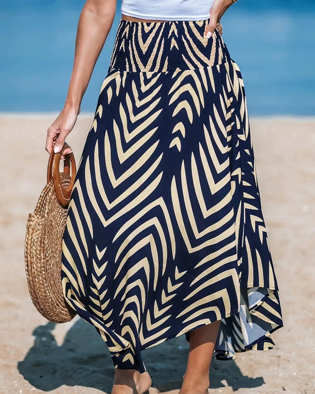 Printed High Waist Maxi Skirt 