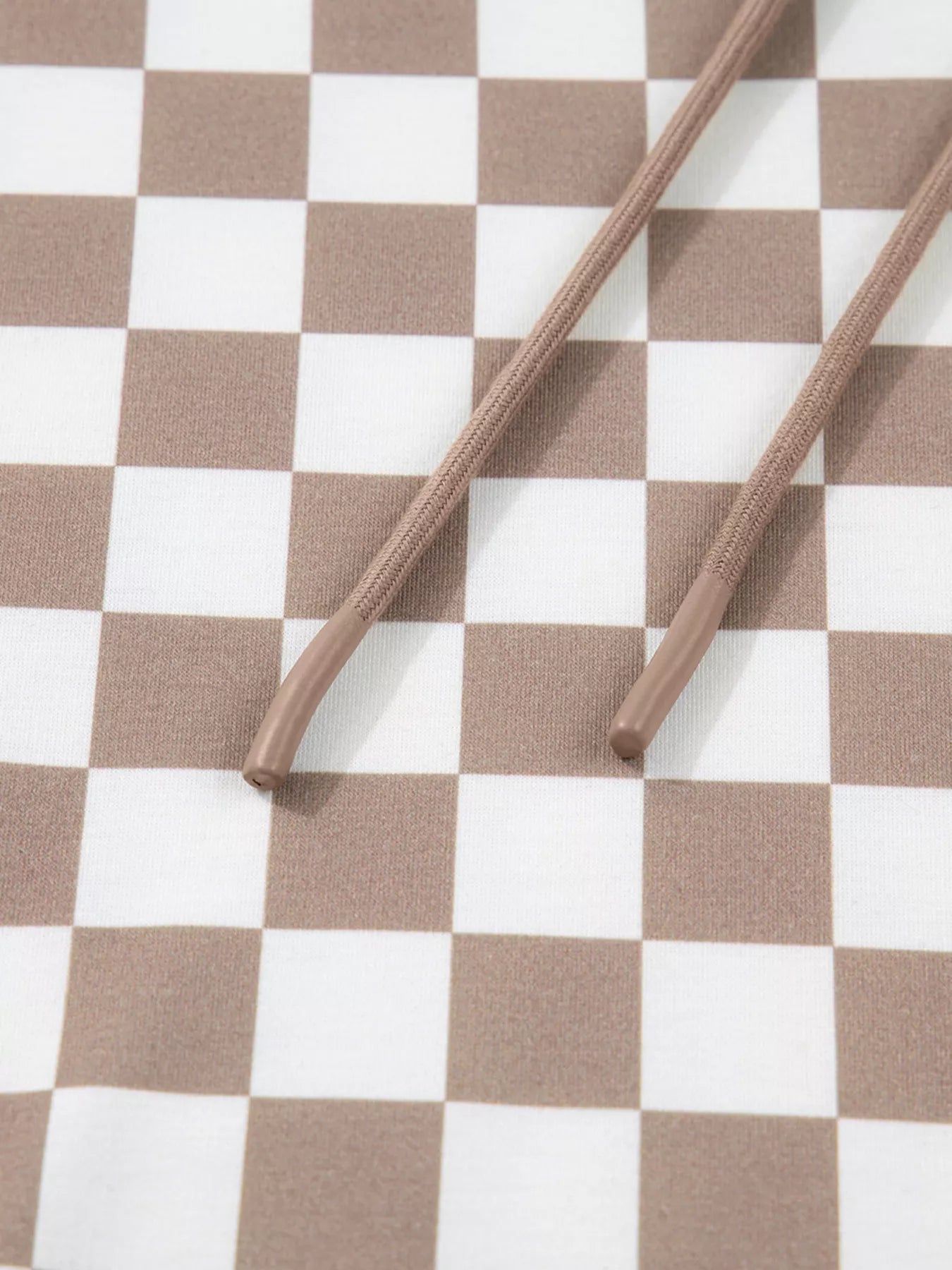 Checkered Pattern Oversized Drawstring Hoodie
