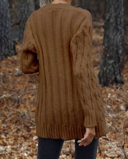 Cable-Knit Button Down Cardigan