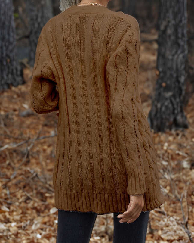 Cable-Knit Button Down Cardigan