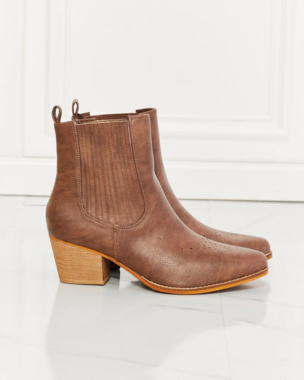 MMShoes Love the Journey Stacked Heel Chelsea Boot in Chestnut