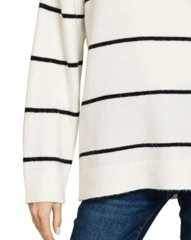 Zenana Round Neck Stripe Sweater