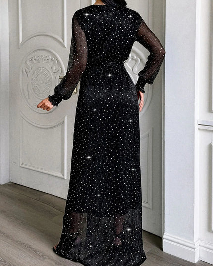 Surplice Slit Tie Waist Maxi Dress