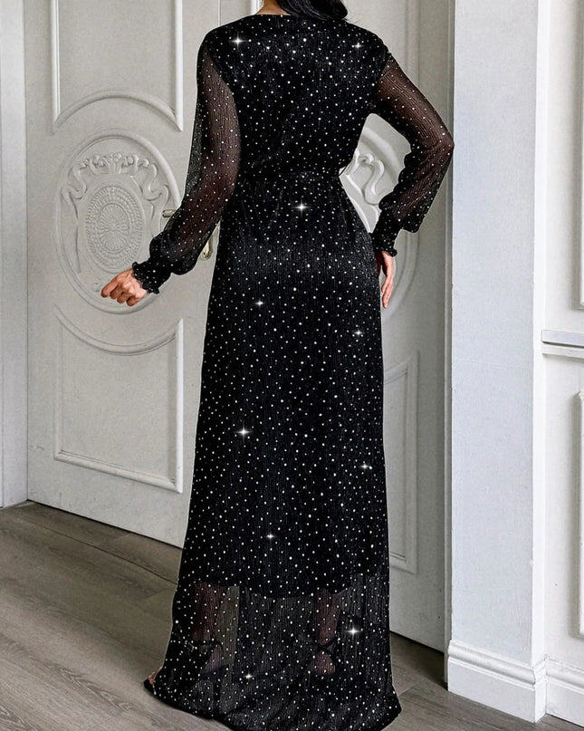 Surplice Slit Tie Waist Maxi Dress