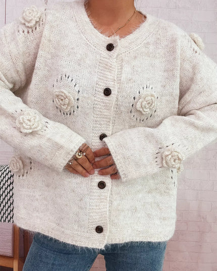 Flower Button-Up Cardigan