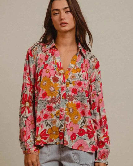 BiBi Woven Floral Printed Shirt Top
