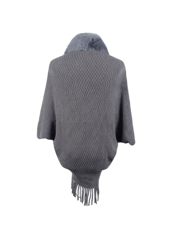 Open Front Fringe Hem Poncho