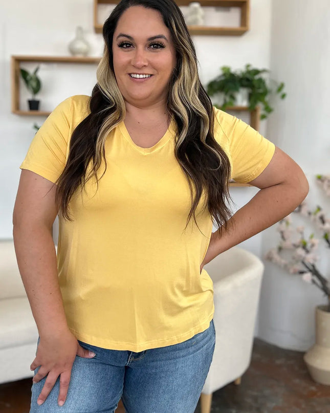 Basic Bae Bamboo Full Size V-Neck High-Low T-Shirt