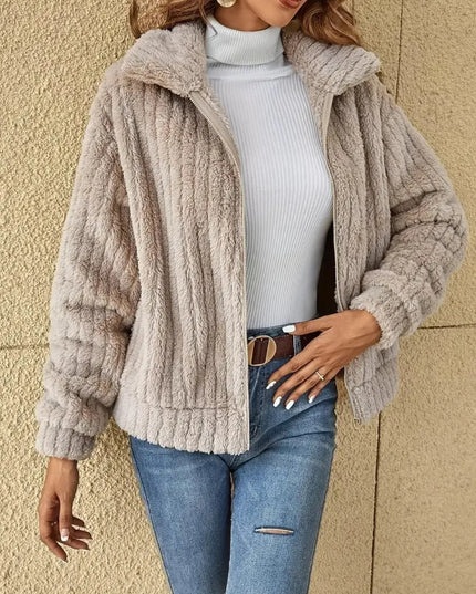 Plush Zip Up Long Sleeve Jacket