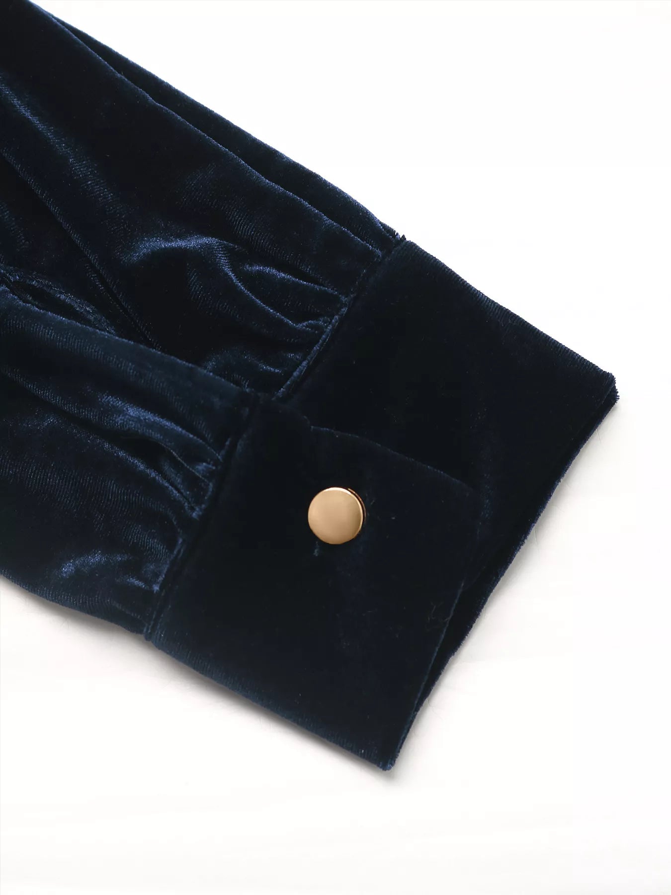 Velvet Button Front Long Sleeve Blouse