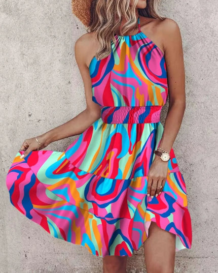 Paisley Print Halter Neck Mini Dress Color